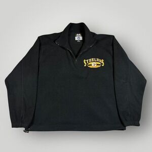 Vintage Pittsburgh Steelers Jacket Mens XL Black NFL Mirage Fleece Quarter Zip